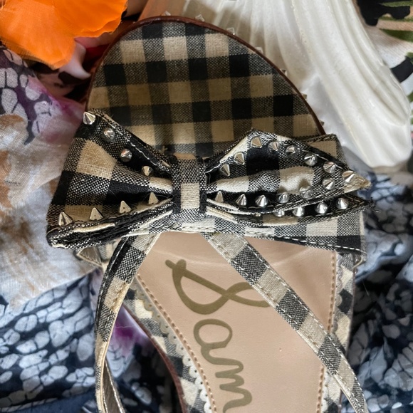 Sam Edelman Bow Sandals Tiny Silver Spikes Fierce & Feminine - Picture 3 of 8